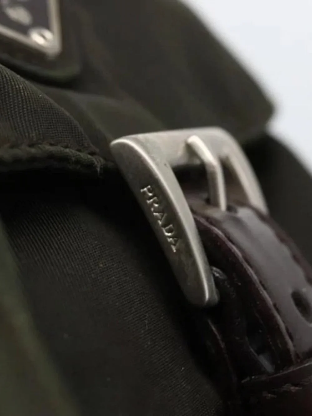 PRADA Backpack Nylon Khaki Silver Auth 164325 - Picture 10 of 16